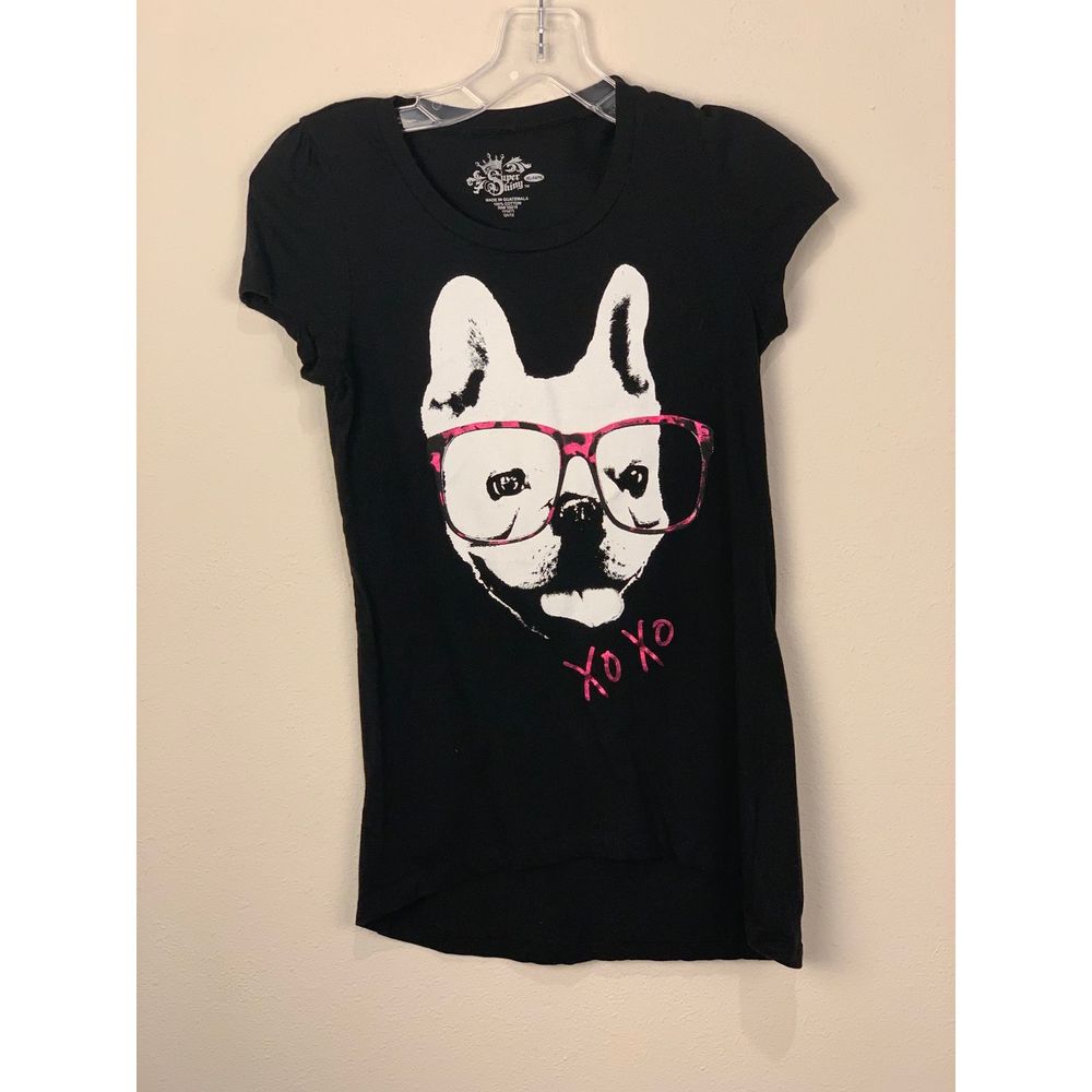 Black French Bulldog Graphic Tee Girl XL